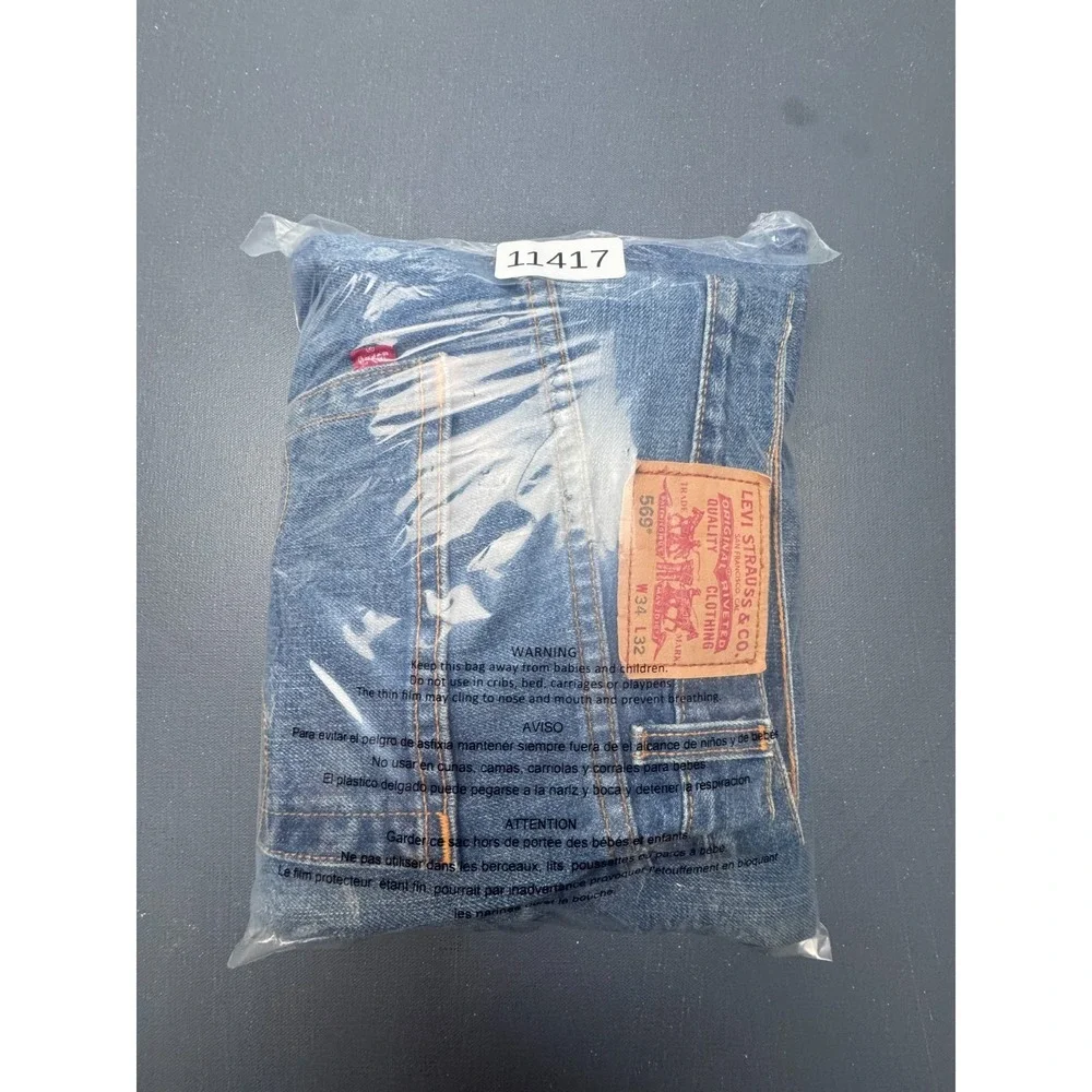 Levi's Men's Size W34 L32 Blue 569 Loose Straight Jeans Medium Wash Denim Casual